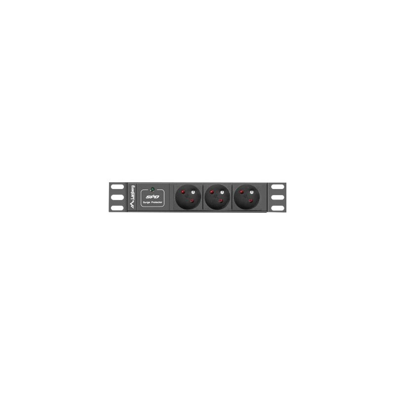 Lanberg Power Distribution Unit (PDU) 10" 1U 16A 2m 3x French Outlets | PDU-03E-0200-BK