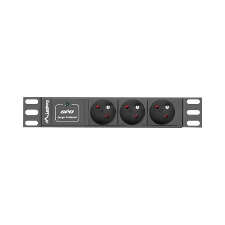 Lanberg Power Distribution Unit (PDU) 10" 1U 16A 2m 3x French Outlets | PDU-03E-0200-BK
