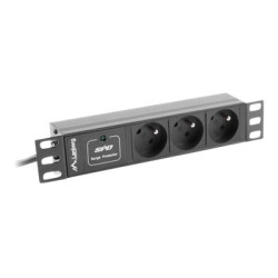 Lanberg Power Distribution Unit (PDU) 10" 1U 16A 2m 3x French Outlets | PDU-03E-0200-BK