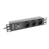 Lanberg Power Distribution Unit (PDU) 10" 1U 16A 2m 3x French Outlets | PDU-03E-0200-BK