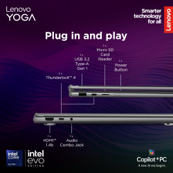 Lenovo Yoga 7 2-in-1 16ILL10 | Luna Grey | 16 " | OLED | Touchscreen | 2.8K WQXGA+ | 2880 x 1800 pixels | Intel Core Ultra 7 | 2
