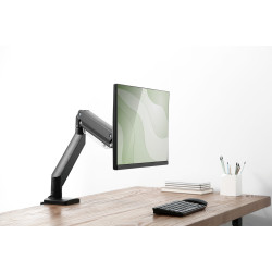 Digitus Desk Mount | Universal Single Monitor Mount with Gas Spring and Clamp Mount | Adjustable Height, Rotate, Tilt, Swivel | 