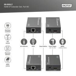 Digitus | HDMI IP Extender Set, Full HD, 120 m | DS-55517