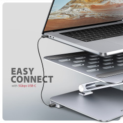 AXAGON Desk Mount | HMC-STND USB-C 5Gbps Stand and Hub 7in1 | Adjustable Height, Tilt | 10-16 " | Aluminum