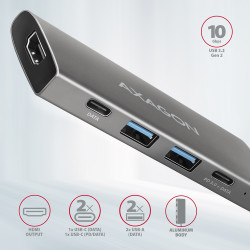 AXAGON Multi-port USB-C 10Gbps hub, 13cm | HMC-5G21