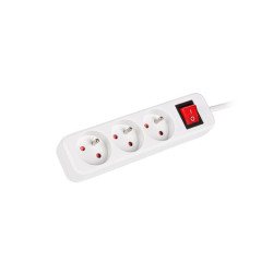 Lanberg Cable Power Strip, 3X French Outlets with Switch, Quality-Grade Copper, 1.5 m | PS1-03E-0150-W