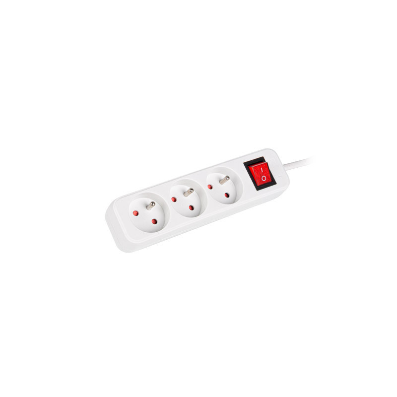 Lanberg Cable Power Strip, 3X French Outlets with Switch, Quality-Grade Copper, 1.5 m | PS1-03E-0150-W