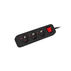 Lanberg Cable Power Strip, 3X French Outlets with Switch, Quality-Grade Copper, 1.5 m | PS1-03E-0150-BK