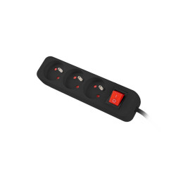 Lanberg Cable Power Strip, 3X French Outlets with Switch, Quality-Grade Copper, 1.5 m | PS1-03E-0150-BK