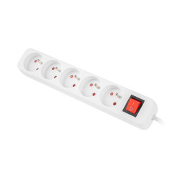 Lanberg Cable Power Strip, 5X French Outlets with Switch, Quality-Grade Copper, 1.5 m | PS1-05E-0150-W