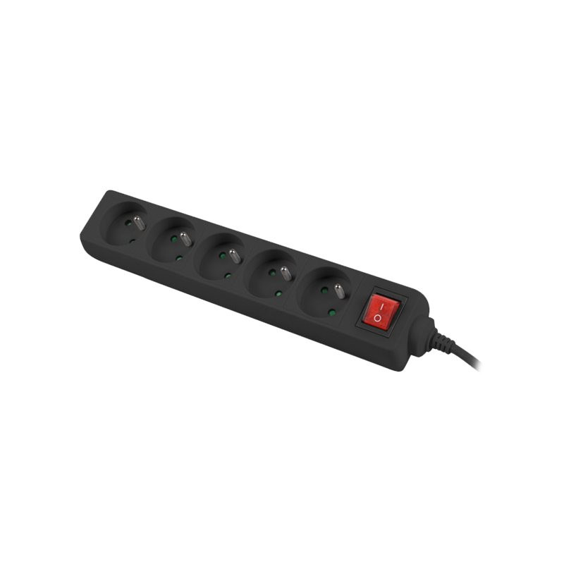 Lanberg Cable Power Strip, 5X French Outlets with Switch, Quality-Grade Copper, 1.5 m | PS1-05E-0150-BK