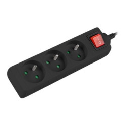 Lanberg Cable Power Strip, 3X French Outlets with Switch, Quality-Grade Copper, 3 m | PS1-03E-0300-BK