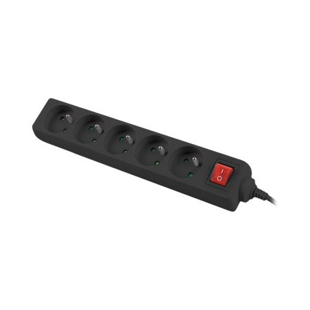 Lanberg Cable Power Strip 3M 5X French Outlets with Switch, Quality-Grade Copper | PS1-05E-0300-BK