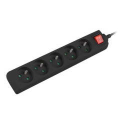 Lanberg Cable Power Strip 3M 5X French Outlets with Switch, Quality-Grade Copper | PS1-05E-0300-BK