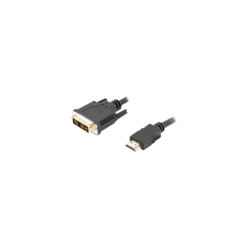 Lanberg HDMI to DVI-D Cable, Single Link with Gold-Plated Connectors | CA-HDDV-10CC-0018-BK | HDMI to DVI-D | 1.8 m