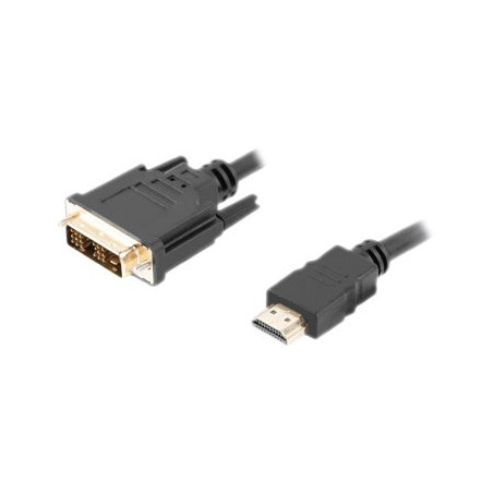 Lanberg HDMI to DVI-D Cable, Single Link with Gold-Plated Connectors | CA-HDDV-10CC-0018-BK | HDMI to DVI-D | 1.8 m