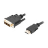 Lanberg HDMI to DVI-D Cable, Single Link with Gold-Plated Connectors | CA-HDDV-10CC-0018-BK | HDMI to DVI-D | 1.8 m