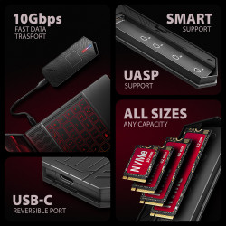 AXAGON USB-C 10Gbps - M.2 NVMe and SATA SSD GAME M.2 box | EEM2-GAM