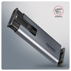 AXAGON External USB-C 10Gbps metal box with info display for M.2 NVMe and SATA SSD | EEM2-SD2