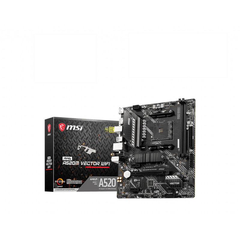 MSI MAG A520M VECTOR WIFI Processor family AMD Processor socket AM4 DDR4 Memory slots 2 Chipset AMD A Micro ATX
