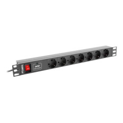Lanberg | Power Distribution unit (PDU) 19" 1U 10A 2M 7X Schuko Outlets | PDU-07F-0200-IEC-BK