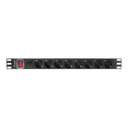 Lanberg Power Distribution unit (PDU) 19" 1U 16A 2m 8X Schuko oulets | PDU-08F-0200-BK