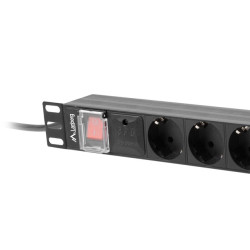 Lanberg Power Distribution unit (PDU) 19" 1U 16A 2m 8X Schuko oulets | PDU-08F-0200-BK