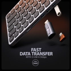 AXAGON | HMC-KB keyboard USB-C 5Gbps with HUB, microSD/SD, 3x USB-A, HDMI 4K/60Hz, PD 100W | HMC-KB-CRL