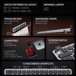 AXAGON | HMC-KB keyboard USB-C 5Gbps with HUB, microSD/SD, 3x USB-A, HDMI 4K/60Hz, PD 100W | HMC-KB-CRL