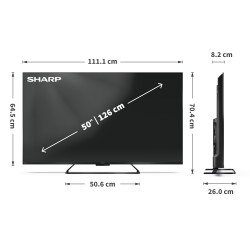 Sharp | 50HR7265E | 50 | Smart TV | Google TV | Black
