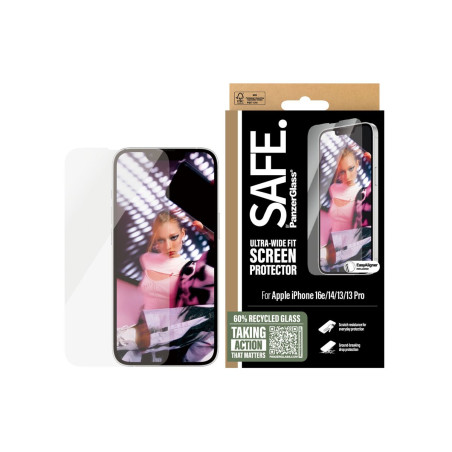 PanzerGlass Screen protector | Apple | iPhone 16e/14/13/13 Pro | Glass | Transparent | Ultra-Wide Fit W. Aligner