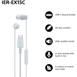 Sony Earbuds | IER EX15C | Wired | In-ear | Microphone | White