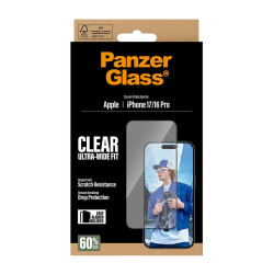 PanzerGlass Screen protector | Apple | iPhone 16 Pro/iPhone 17 | Glass | Transparent | Ultra-Wide Fit w. EasyAligner