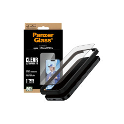 PanzerGlass Screen protector | Apple | iPhone 16 Pro/iPhone 17 | Glass | Transparent | Ultra-Wide Fit w. EasyAligner