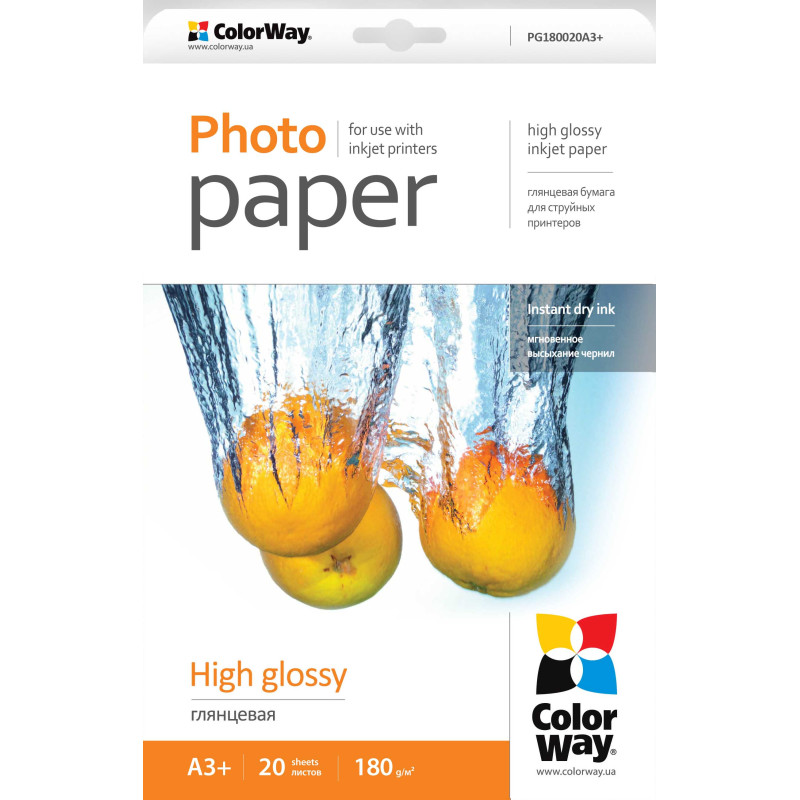 ColorWay Photo Paper, 20 sheets | 180 g/m | A3+ | High Glossy