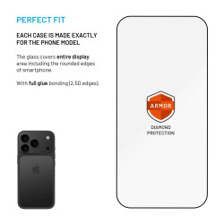 Fixed Screen protector | Apple | iPhone 17 Pro | Tempered glass | Black | Armor with Anti-dust applicator and AR layer