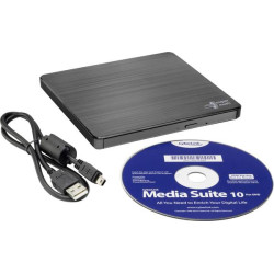 H.L Data Storage | Ultra Slim Portable DVD-Writer | GP60NB60 | Interface USB 2.0 | DVD R/RW | CD read speed 24 x | CD write spee