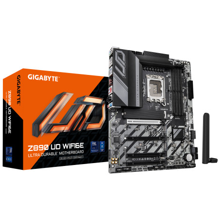 Gigabyte Z890 UD WIFI6E | Processor family Intel | Processor socket LGA1851 | DDR5 | Supported hard disk drive interfaces M.2, S