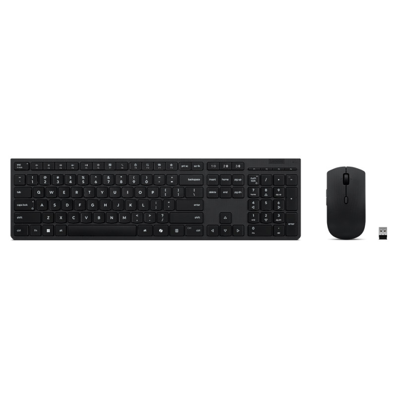 Lenovo Professional Wireless Rechargeable Combo Keyboard and Mouse | Keyboard and Mouse Set | Wireless | Mouse included | Nordic