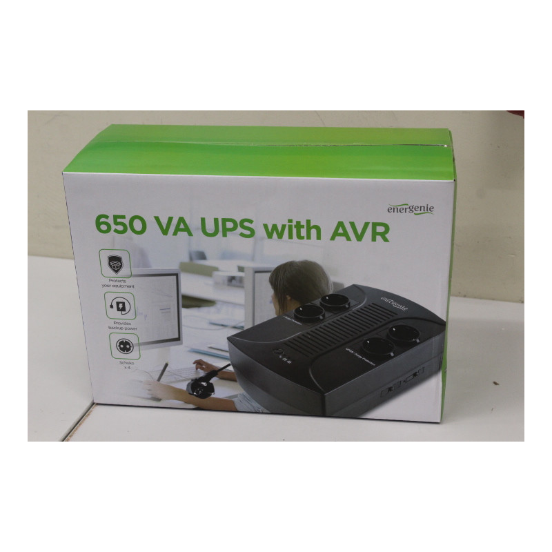 SALE OUT. Energenie UPS with AVR, 650 VA -DAMAGED PACKAGING | EnerGenie | UPS with AVR | 650 VA | DAMAGED PACKAGING | 220 V
