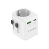Gembird Grounded universal travel power adapter, 20 W | TPA-EU1A1C20-01-W