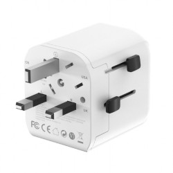 Gembird Grounded universal travel power adapter, 20 W | TPA-EU1A1C20-01-W