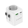 Gembird Grounded universal travel power adapter, 20 W | TPA-EU1A1C20-01-W