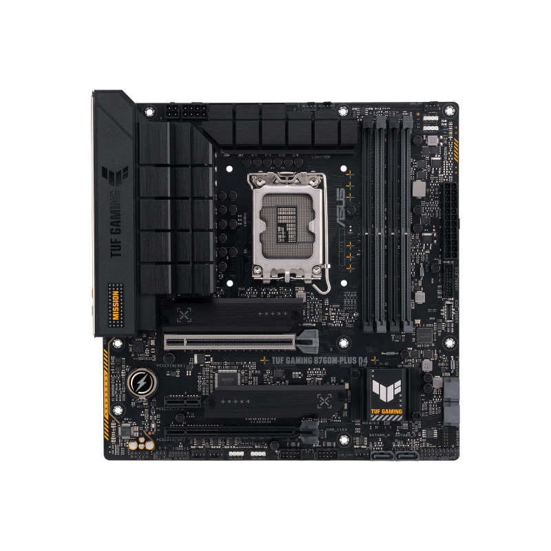 Asus | TUF GAMING B760M-PLUS D4 | Processor family Intel | Processor socket LGA1700 | DDR4 DIMM | Memory slots 4 | Supported har