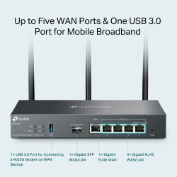 SafeStream Gigabit Multi-WAN VPN Router | ER706W | 802.1q | Ethernet LAN (RJ-45) ports 1 Gigabit SFP WAN Port, 1 Gigabit RJ45 WA