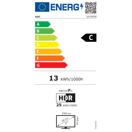 AOC | Q27B35E | 27 " | IPS | QHD | 16:9 | 75 Hz | 1 ms | 2560 x 1440 pixels | 300 cd/m | HDMI ports quantity 1 | Black