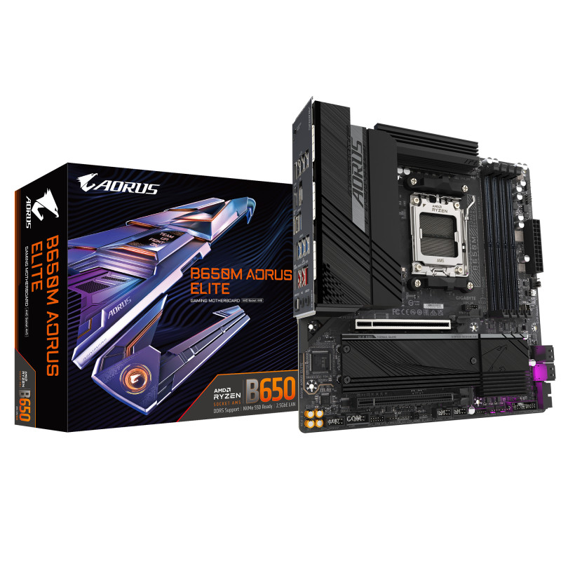 Gigabyte B650M AORUS ELITE (rev. 1.3) | Processor family AMD | Processor socket AM5 | DDR5 | Supported hard disk drive interface
