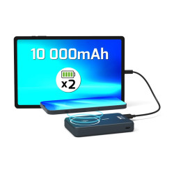 PORT CONNECT | USB-C external battery PD, Wireless Qi2 | 10000 mAh | Blue