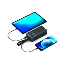 PORT CONNECT External USB-C battery integrated lamp | 30000 mAh | Blue