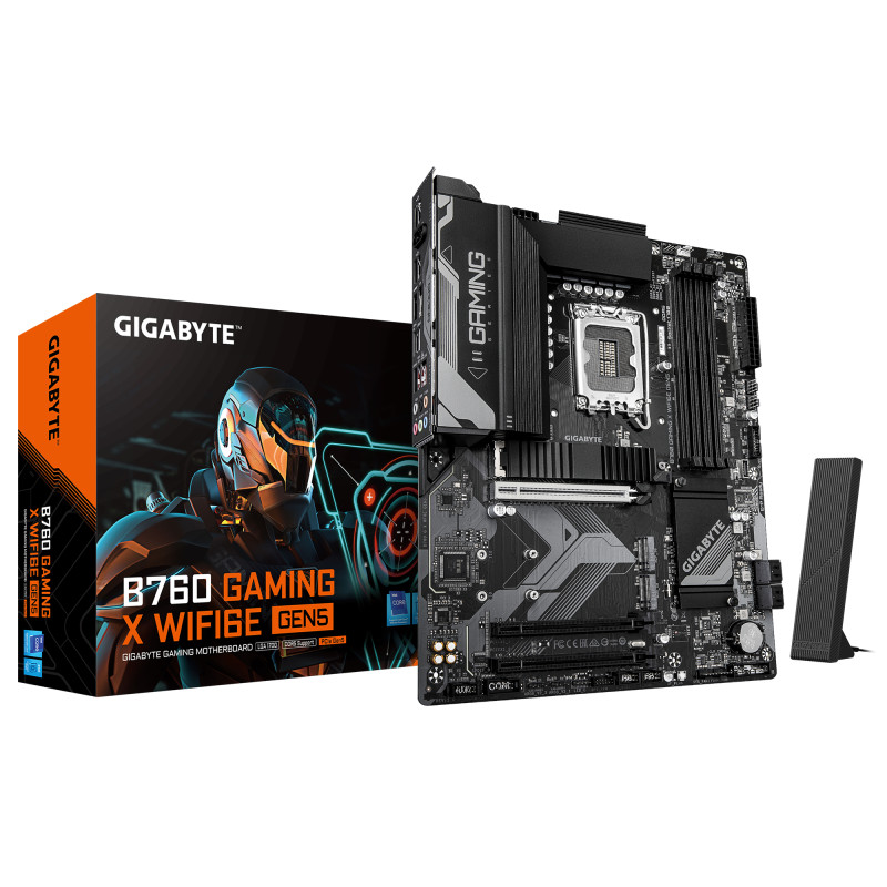 Gigabyte B760 G X WF6E GEN5 | Processor family Intel | Processor socket LGA1700 | DDR5 | Supported hard disk drive interfaces M.